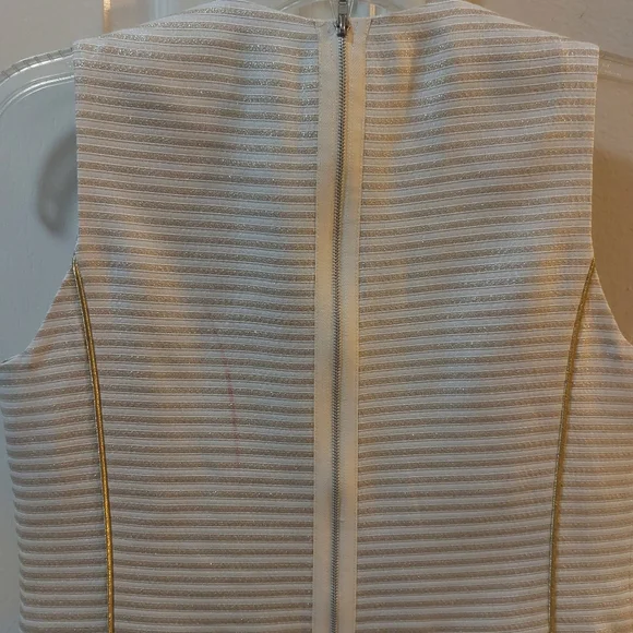 PUNCH A line Gold and Cream Over The Knee length Dress Size 4 - Picture 7 of 12